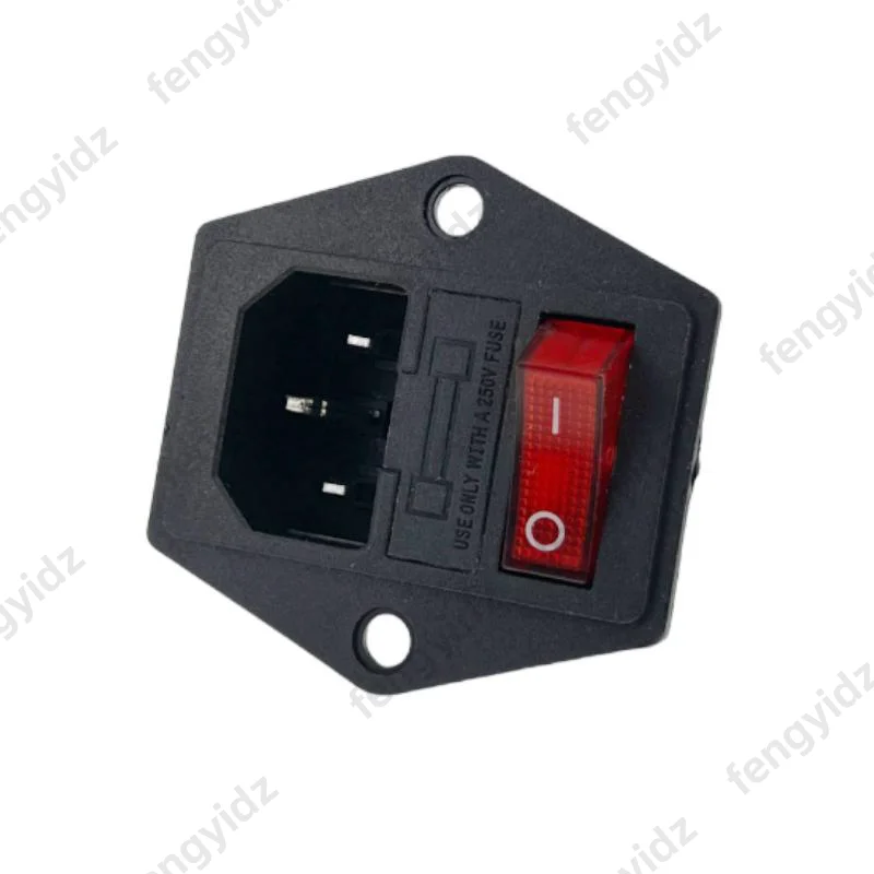 IEC320 C14 مقبس التيار المتردد الكهربائي 3 دبوس الأحمر LED 250 فولت الروك التبديل 10A الصمامات أنثى ذكر مدخل موصل قابس جزءا لا يتجزأ من المقبس جبل