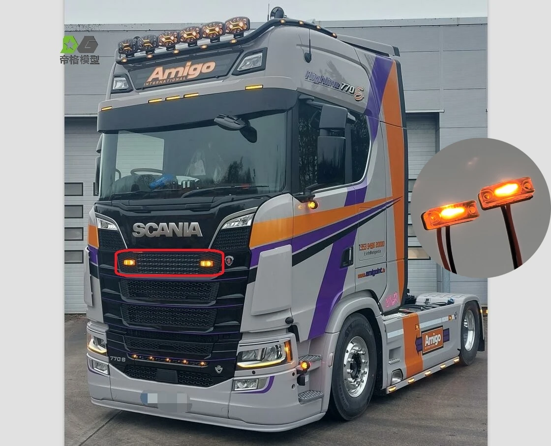 Światło pozycyjne LED dla Tamiya 1/14 RC ciężarówka przyczepa wywrotka Scania 770s 56371 części samochodowe