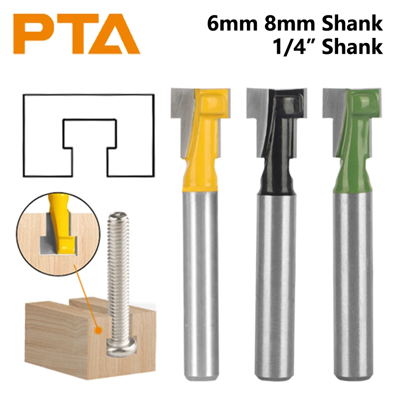 Shank Key Hole Bits Cortador de T-slotting Conjunto de Bits Roteadores Fresa para Madeira Ferramentas para Madeira mm 6.35 mm mm