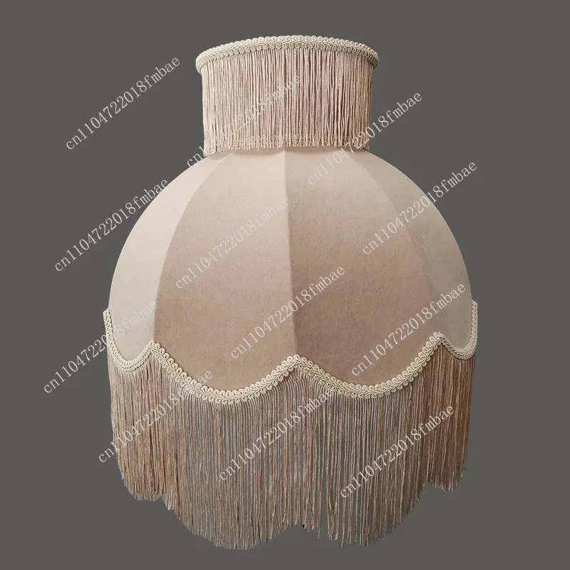 French European champagne velvet modern handmade fabric fringed lace lampshade table lamp new lampshade