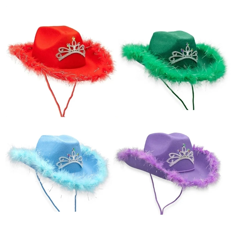 Women Bridal Shower Cowgirl Hat Carnivals Party Cap Headdress Stage Props Hat Y1UA