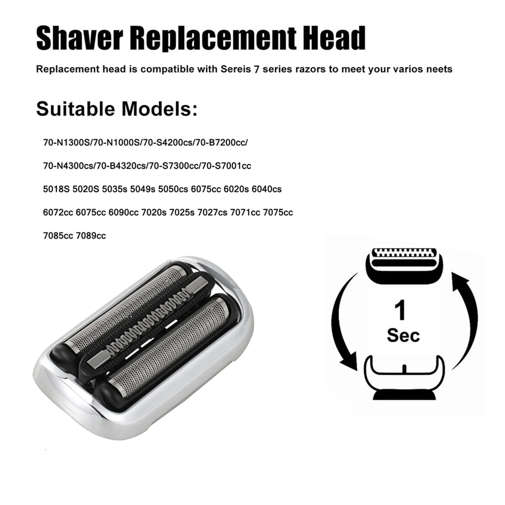 2X 73S Replacement Shaver Head for Electric Series 7 S7 7020S, 7025S, 7085Cc, 7027Cs, 7071Cc and 7075Cc