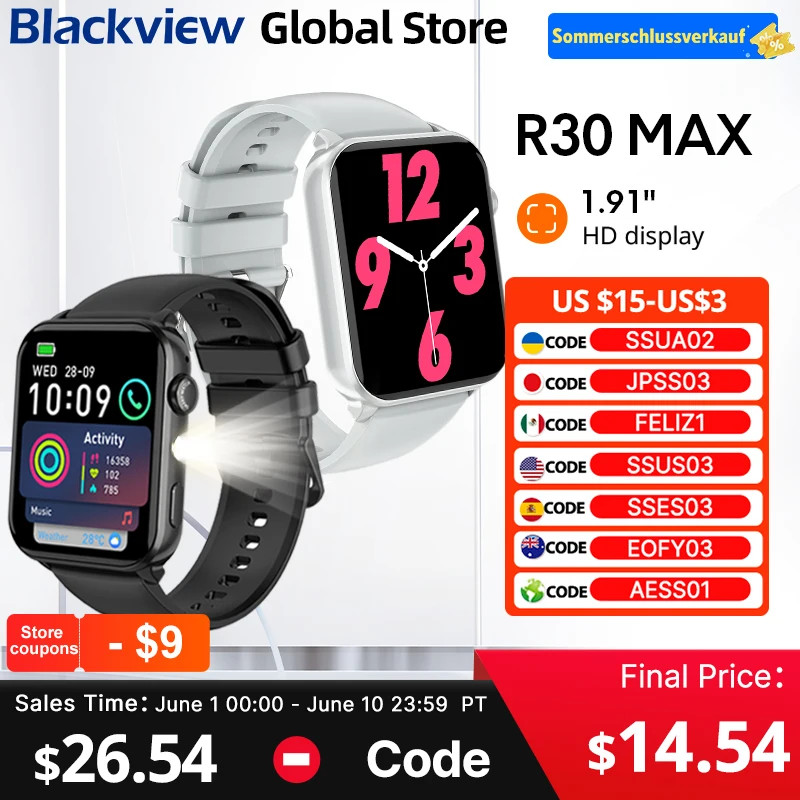 【World premiere】Blackview R30 Max Smartwatch 1.91