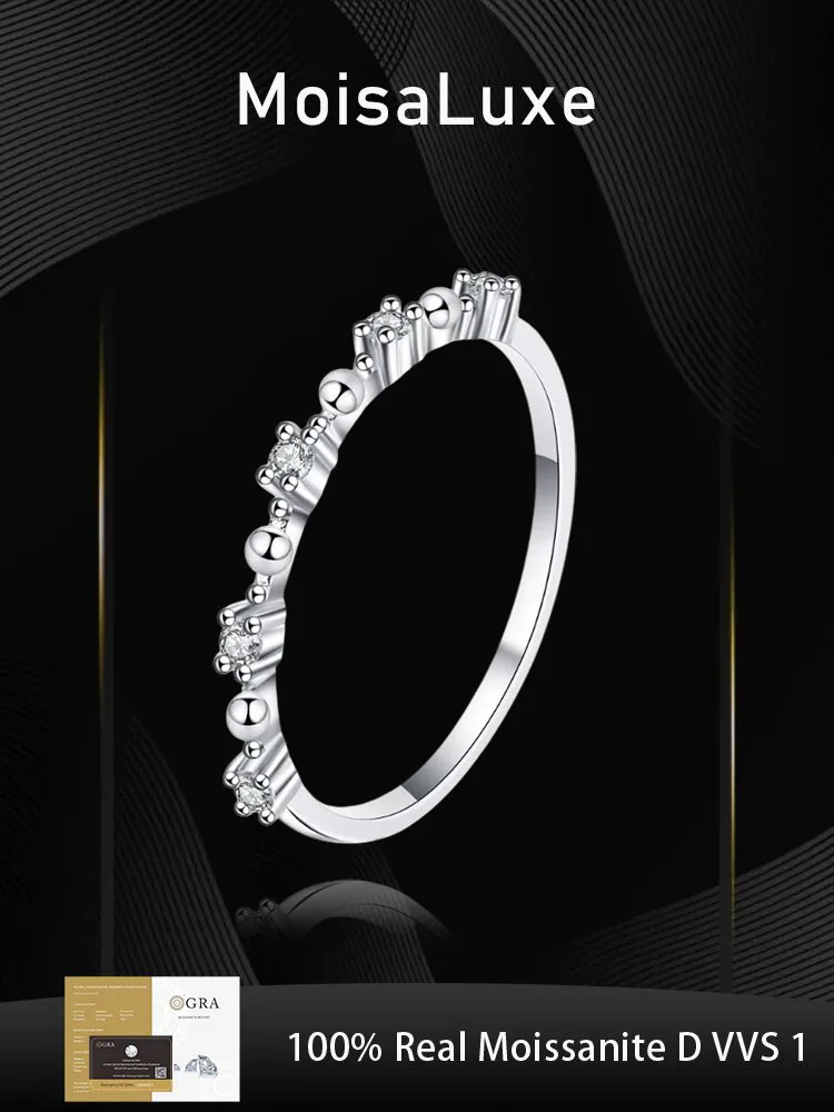 

MoisaLuxe Official Store Moissanite Plata Sterling 925 Silver Fashion Trend Moissanite Fine Thin Row Ring For Elegant Women