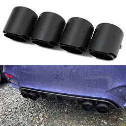 4 PCS/lot Carbon Fiber Matte Car Exhaust Tip For BMW M2 F87 M3 F80 M4 F82 M5 F10 M6 F12 Muffler Tip ID 70mm Nozzle Tailpipe