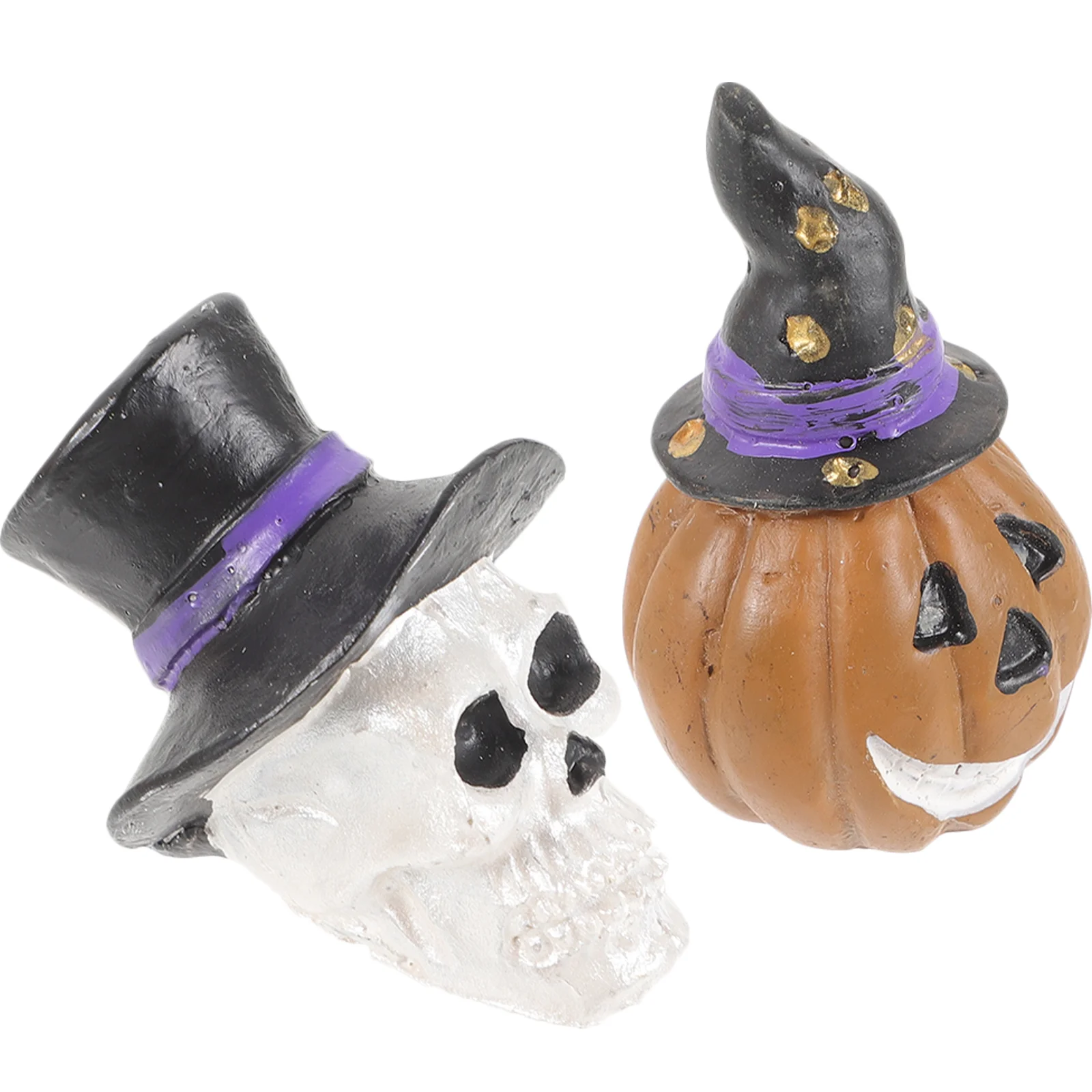 2 Pcs Skull Pumpkin Ornament Fish Tank Resin Decor Supplies Shrimp Hide Places Halloween Decorations Tabletop