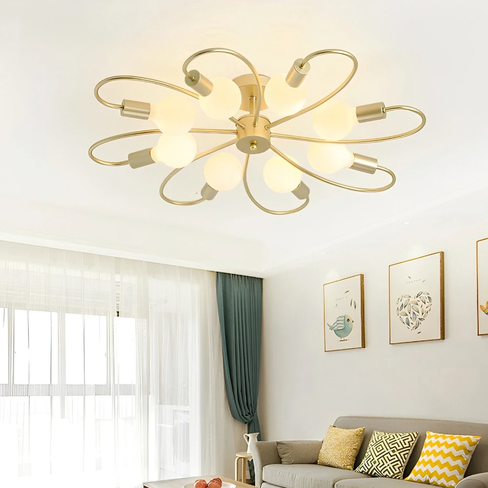 Home Lighting Ceiling Light Cast Iron LED E27 3/6/8 Heads Creative Pendant Light Black Gold Ceiling Light Living Room