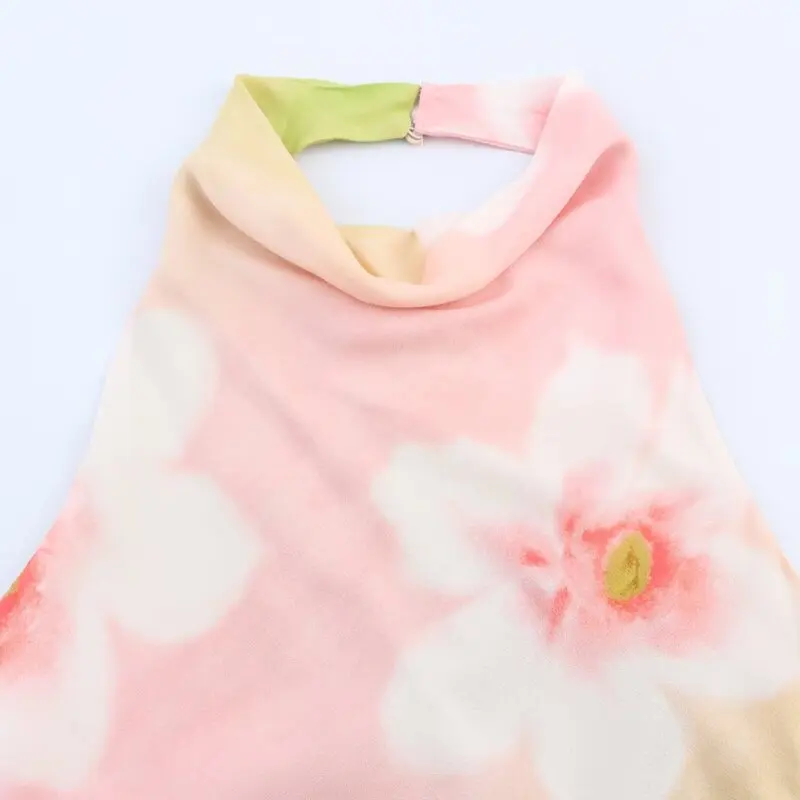 Ele Long Floral Print Dr Hanging Neline Summer New Women's Faionable High Waist A-Line Skirt without Sve