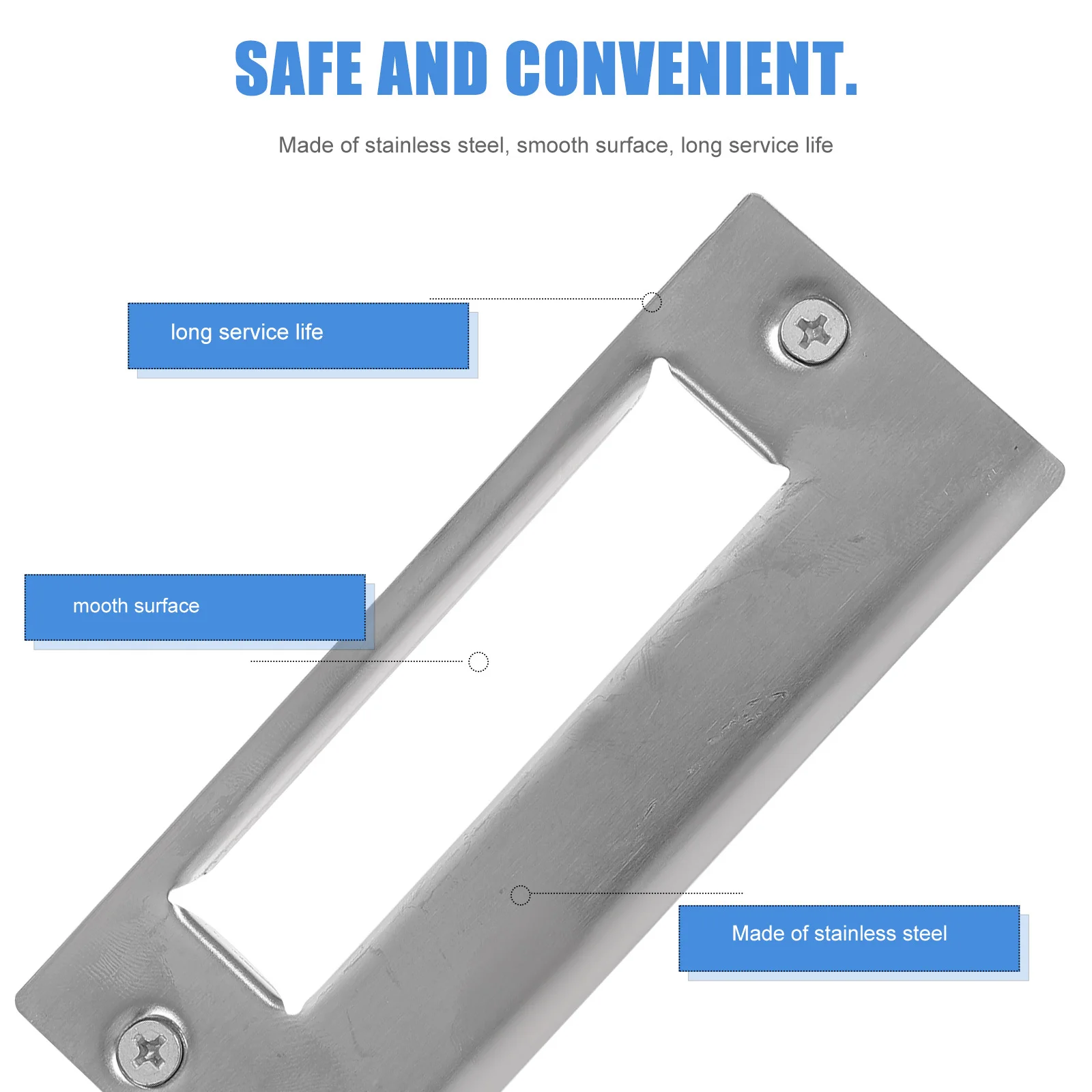 

5pcs Strike Stainless Steel Durable Front Reinforcement Kit Hole Cover Deadbolt Cover Plate Door Kick Plate Garage Door