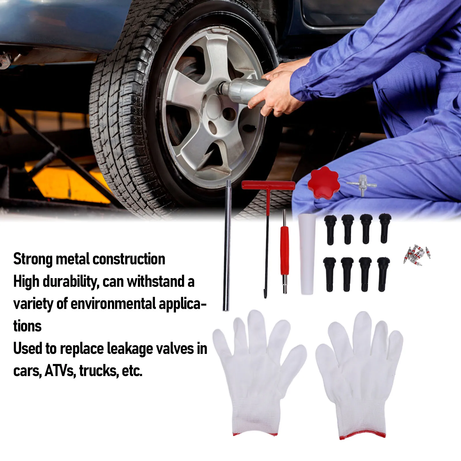 Quick Valve Change Tool Kit Tire Valve Removal Replacement Tool Kit Prevent Leakage High Durability for Cars ATVs Trucks