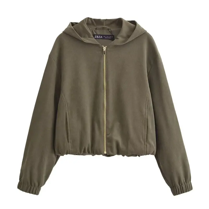 سترة طيار نسائية طويلة الأكمام مع غطاء للرأس لفصلي الخريف والشتاء، معطف أنيق عالي الجودة، ملابس خارجية عصرية بأسلوب عملي، طقم...