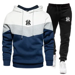 2024 uomo primavera e autunno felpa con cappuccio di alta qualità con cappuccio + pantaloni da jogging in due pezzi moda fitness abbigliamento sportivo casual set