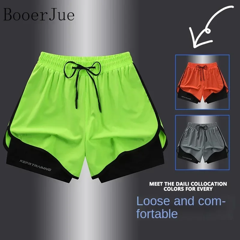 2026 Outdoor Hiking Running Pants Summer Cycling Camping Popular Anti Glare Double Layered Sports Gym Shorts Men Couples Fitness