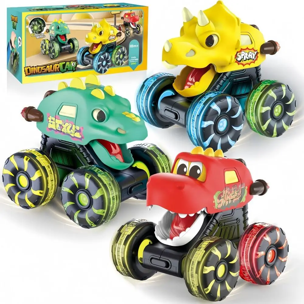 Magic Inertia Press Go Dino Truck Light Up Feature Motion Activated Dinosaur Truck Action Car Light Up Trucks Children Toy