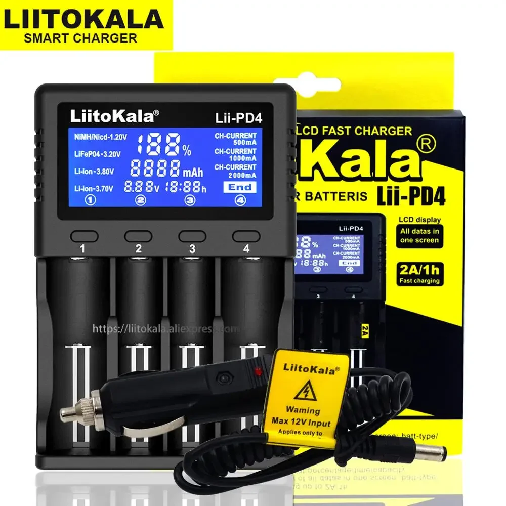 Liitokala Lii-PD4 Lii-PD2 Lii-402 Ładowarka litowo-jonowa LiFePO4 3,2 V 3,7 V 3,8 V 1,2 V 25500 18650 18350 26650 20700 14500