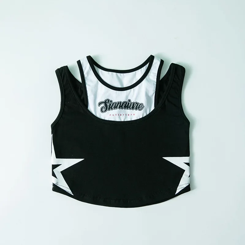 Mädchen Hip Hop Tanz Kostüm Kinder Sterne Druck Schwarze Weste Top Bindung Rock Kinder Jazz Street Performance Kleidung