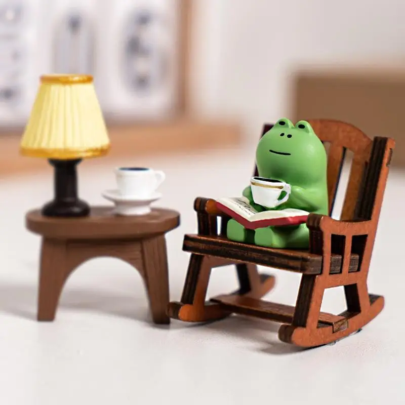 Japanese Resin Accessories Cute Mini Frog Rocking Chair For Room Office Car And Desktop Decoration