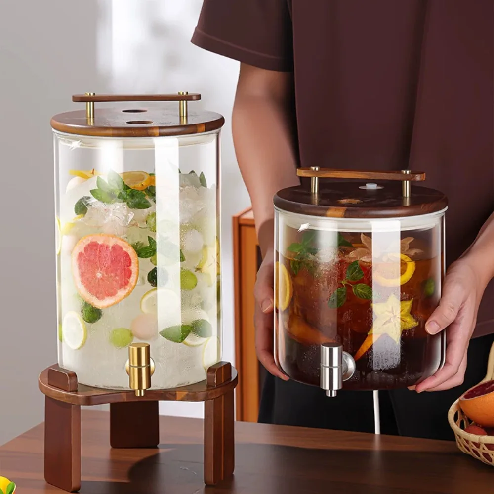 5L/7.5L Borosilicate Glass Water Pitcher with Spigot,Beverage Dispenser,Heat Resistant Drink Jug for Iced Tea & Fruit Infusions