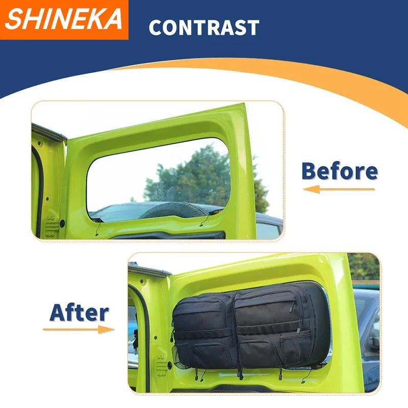 SHINEKA Car Tailgate Storage Bag Organizer Tool Multi-Pockets Cargo Bag For Suzuki Jimny 2019 2020 2021 2022 2023 Up Accessories