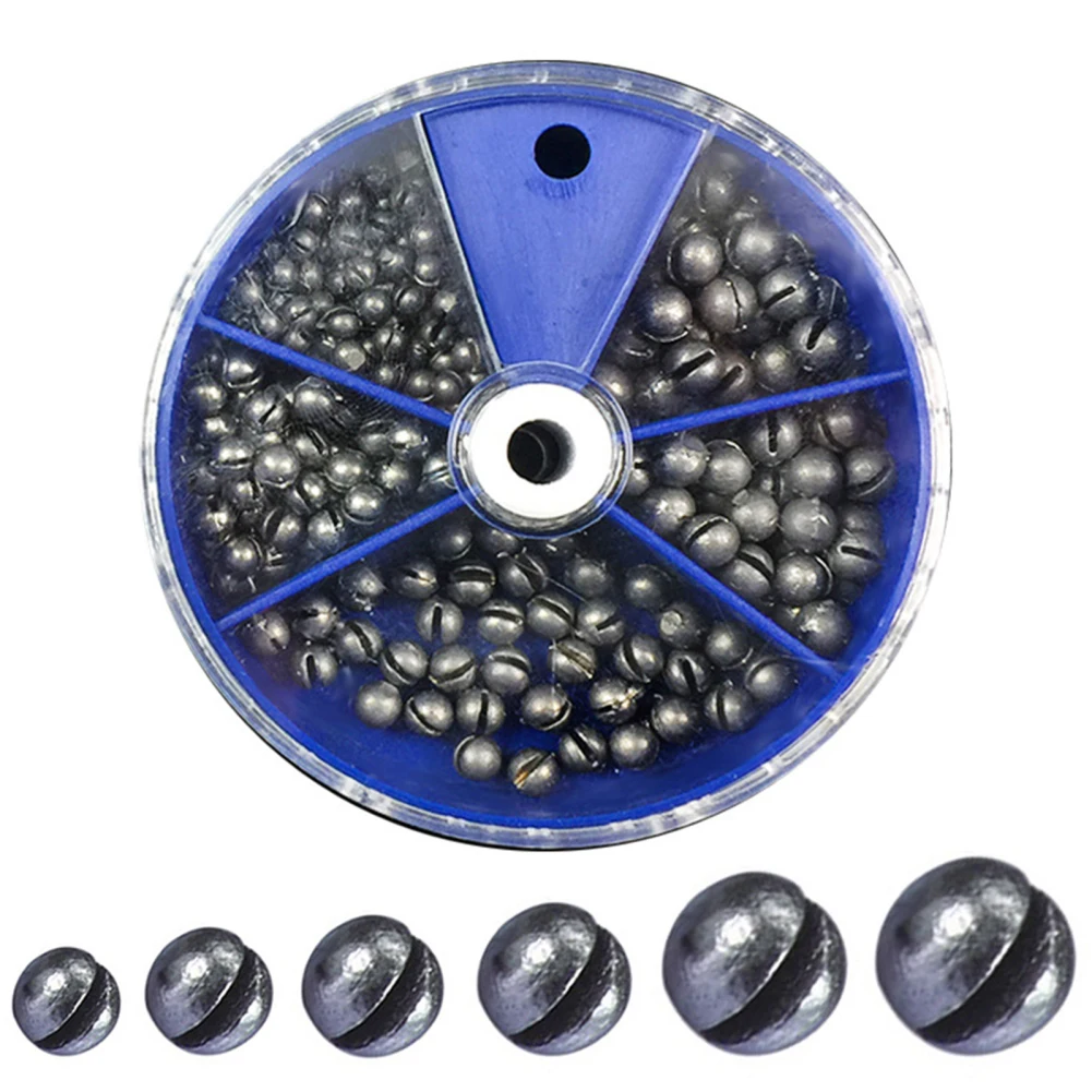 

205pcs Fishing Weights Sinkers With Storage Box 5 Sizes Assortment Box Fishing Accessories (0.2g/0.28g/0.38g/0.5g/0.8g)