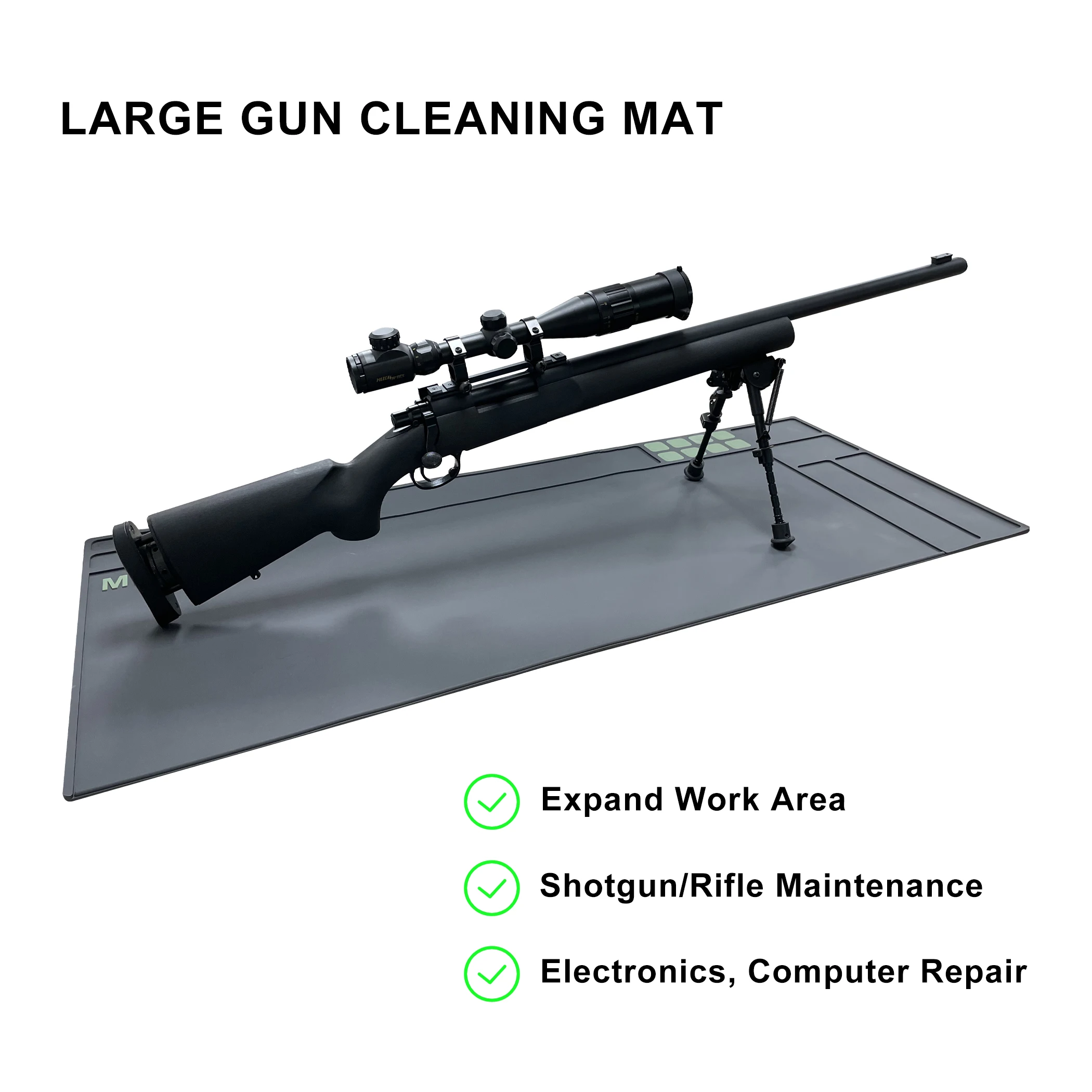 43”X18” Extra Large Gun Cleaning Mat Rubber Magnetic Padded Shotgun Rifle Cleaning Mat Protective Workbench Mat for All Guns