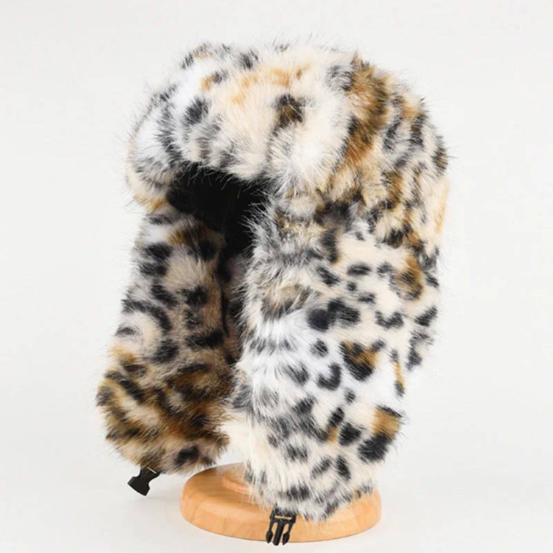 1pcs Winter Plush Fleece Hats Fashion Women Imitation rabbit fur Lei Feng hat Windproof Warm Ear Protection Ski Hat Beanies Hat