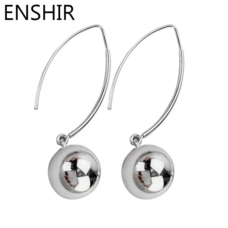 ENSHIR Glossy Round Ball Drop Earrings for Women New Trendy Simple Jewelry Gifts boucle doreille femmes