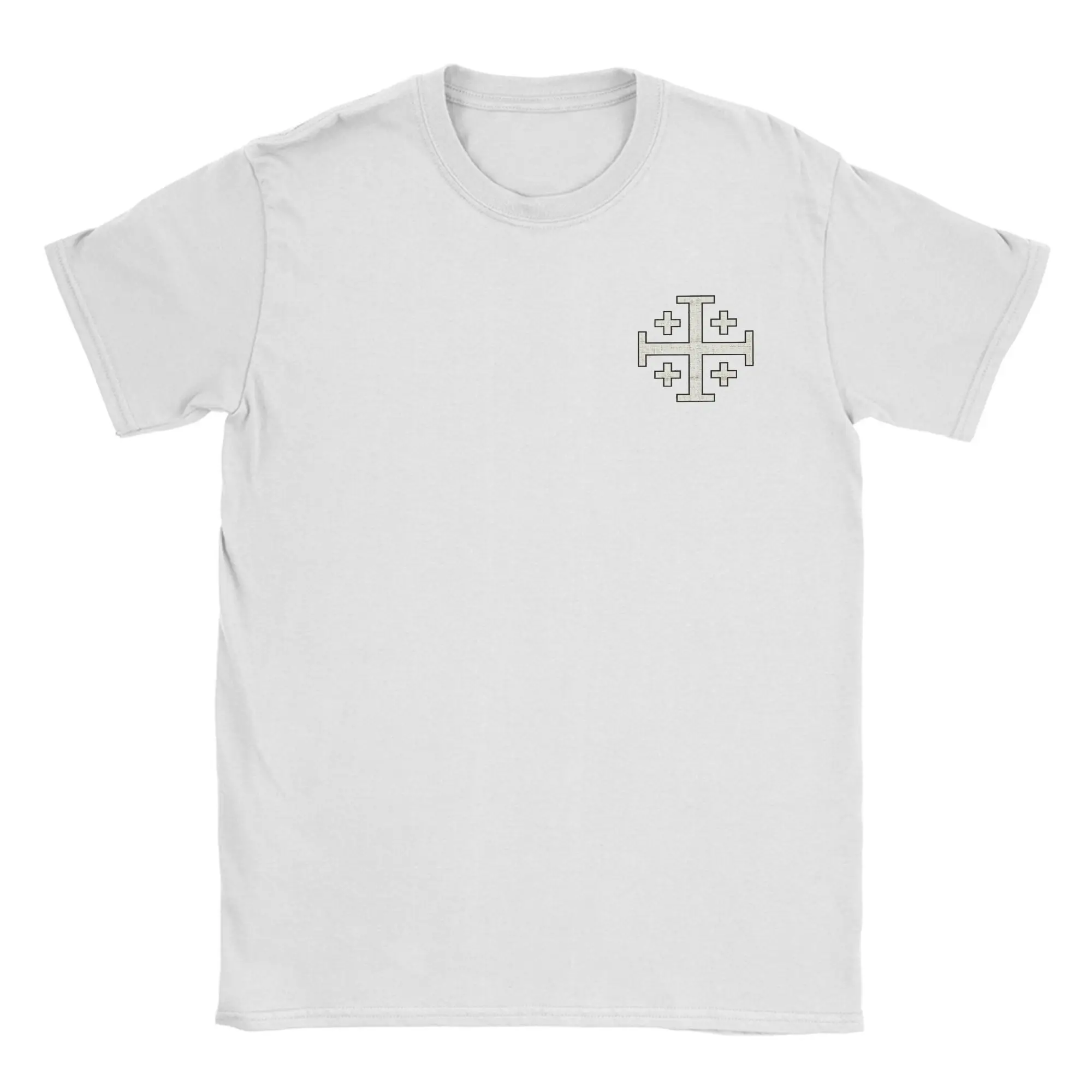 Knight Jerusalem Cross Christian T Shirt Men Cotton Casual T-Shirts Crew Neck Templar Jesus Tees Short Sleeve Clothing Plus Size