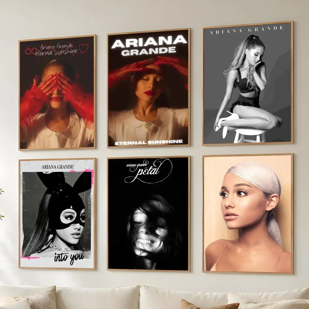 Famous Singer A-Ariana Grande Poster Aesthetic Poster Wall Art Vintage Print Modern Home Decor Bedroom Living Room