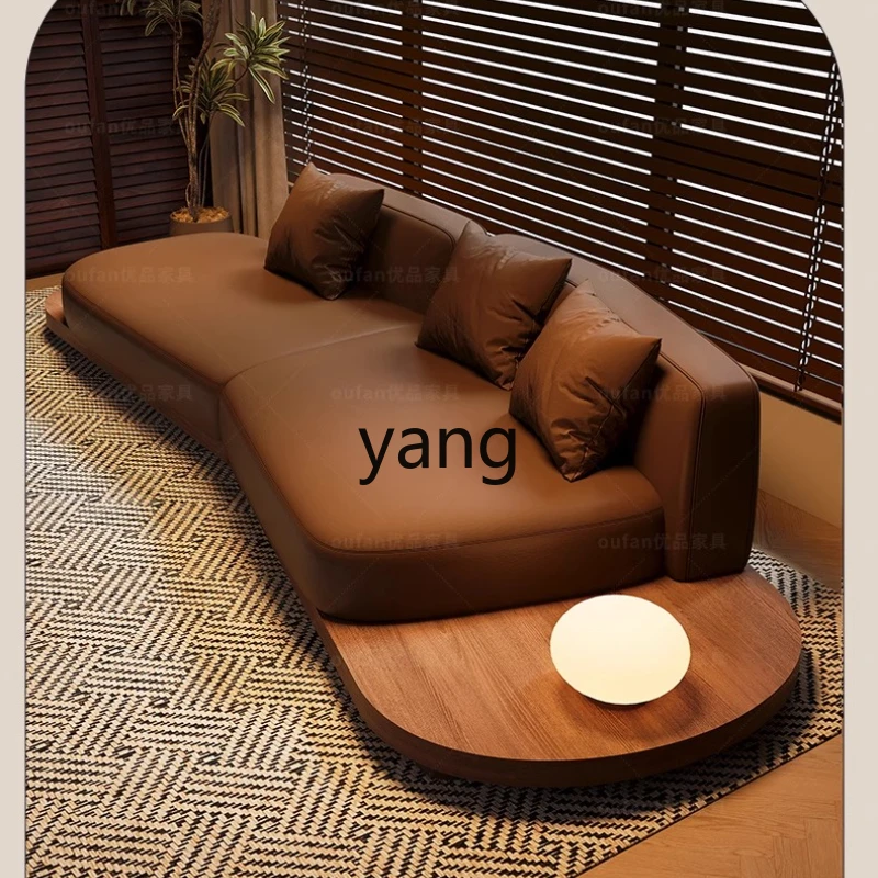 

LMM solid wood leather sofa living room light luxury bed and breakfast rest area reception special shape