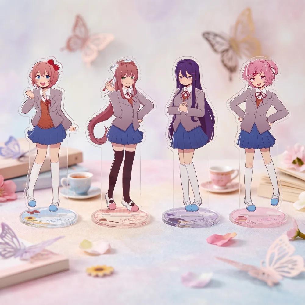 DDLC Anime Acrylic Stand Figure Monika Sayori Yuri Natsuki Cosplay Model Plate Desk Decor Cute Standee Keychain Toy Gift For Fan