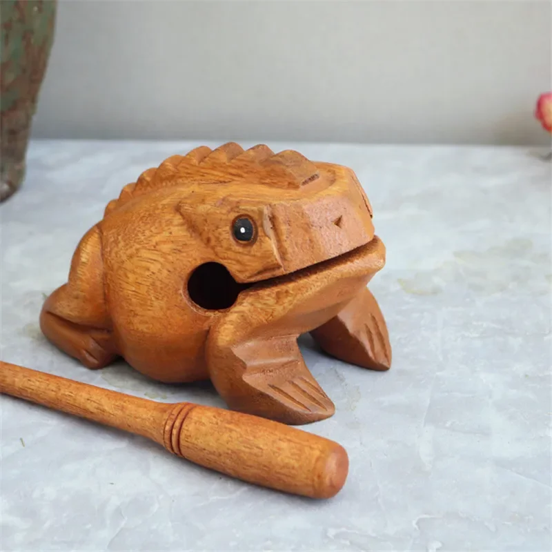 Wooden Lucky Frog Money Frogs Clackers Kids Musical Instrument Percussion Toy Gift Home Animal  Art Decoration Feng Shui Decor