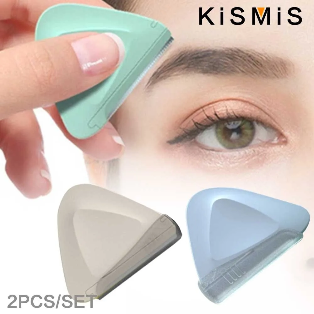 Rasoio per sopracciglia 2 pezzi - Coltello da barba triangolare per viso e sopracciglia - Taglio indolore sicuro e portatile (colore casuale)