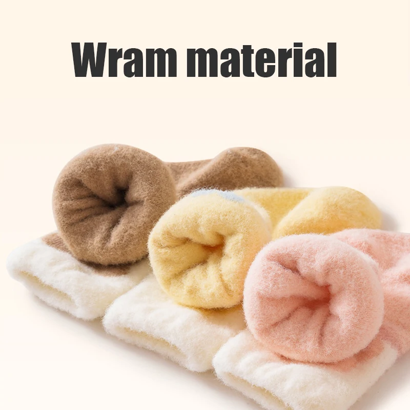 Winter Thick Fleece Baby Socks Cute Cartoon Warm Infant Socks Winter Mid Tube Toddler Socks for Boys Girls