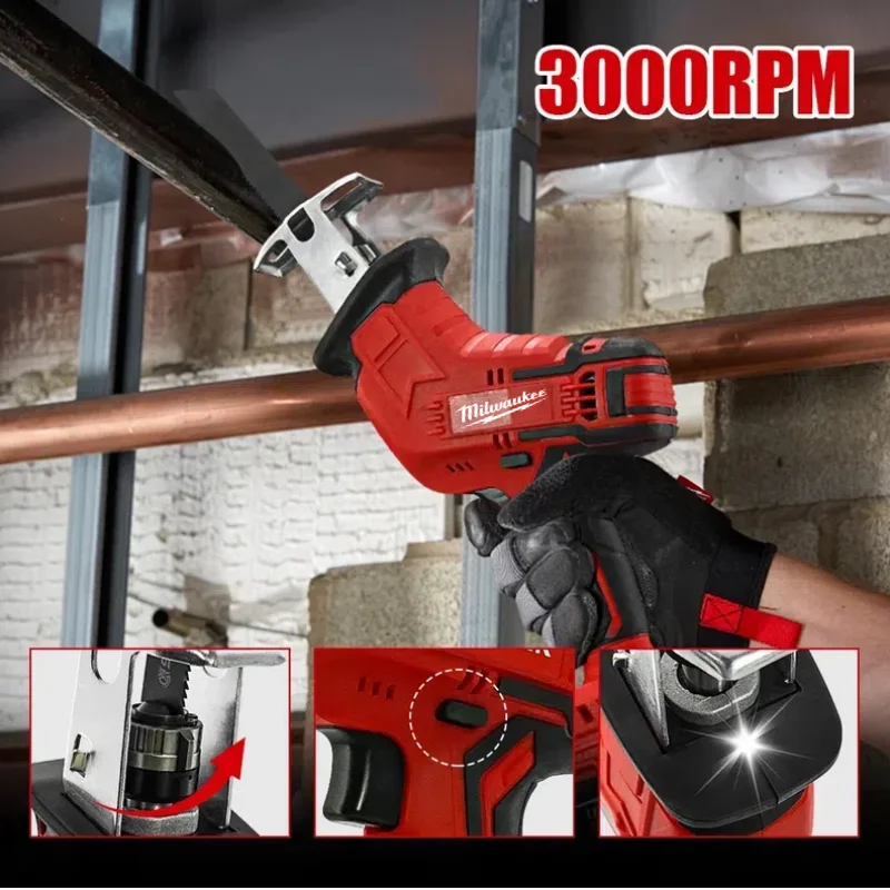 ميلووكي اللاسلكي الكهربائية الترددية المنشار سرعة PVC قطع أدوات كهربائية الخشب الأنابيب المعدنية قطع المنشار منشار قطع كهربائي #3