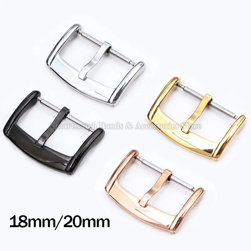 18mm 20mm Metal Pin Buckle Replacement Watchband Buckle Black Silver Gold Polished Clasp Stainless Steel Clasp Watch Accessories