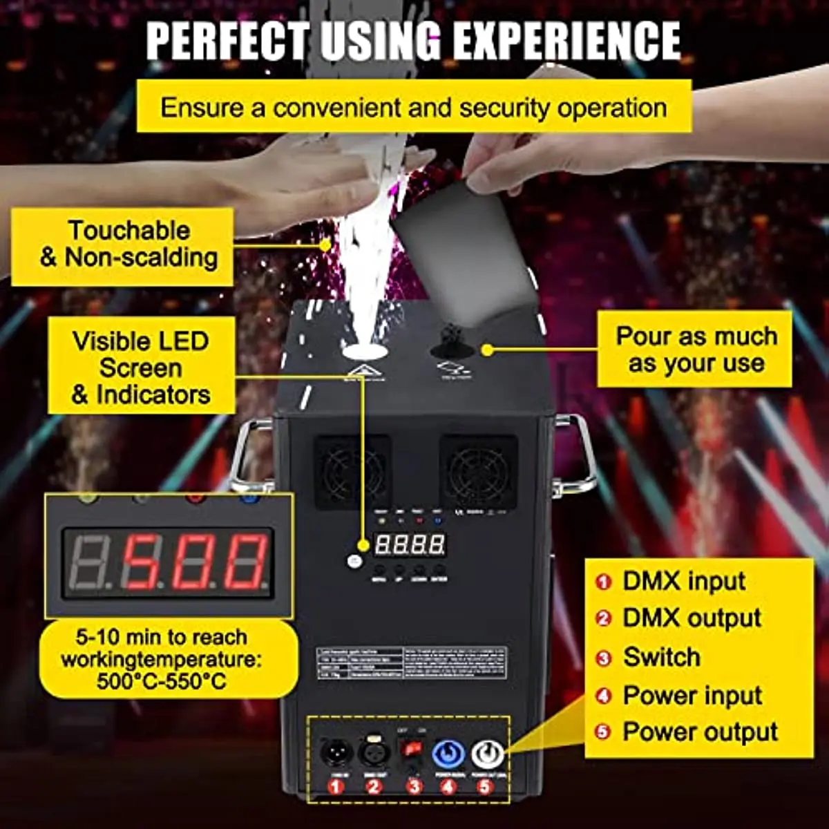 Large Cold Spark Machine 750W OEM Brand Stage Fireworks Cold Pyro Machine For Wedding Party DMX Electronic Cold Sparkler Machine