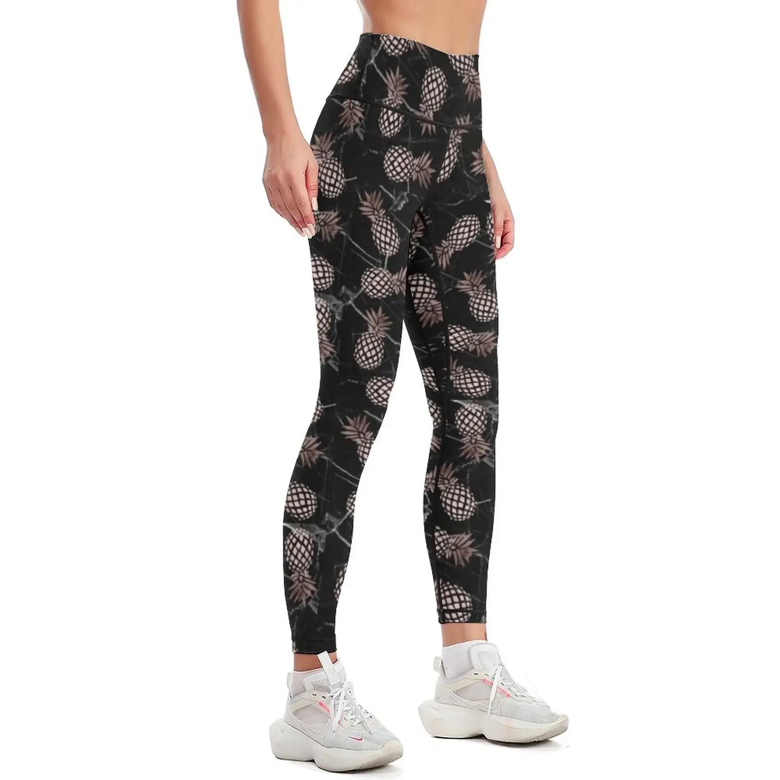 Rose gold pineapples and black marble Leggings sport legging Sports female Womens Leggings