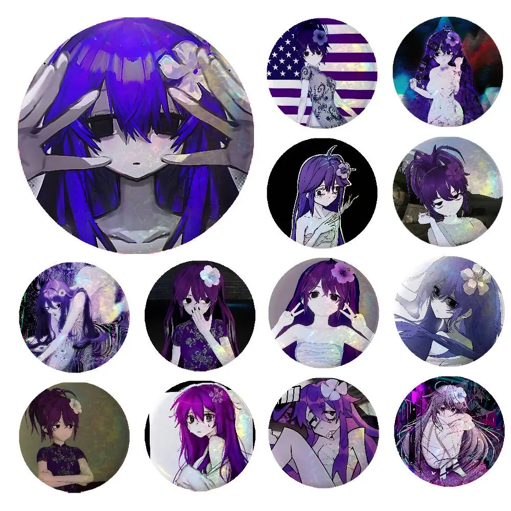 Cool Game-jvne Luvs U S Anime Game Laser Double Flash Tinplate Badge Cartoon Character Pin Brooch Fan Collectible Cosplay Mercha