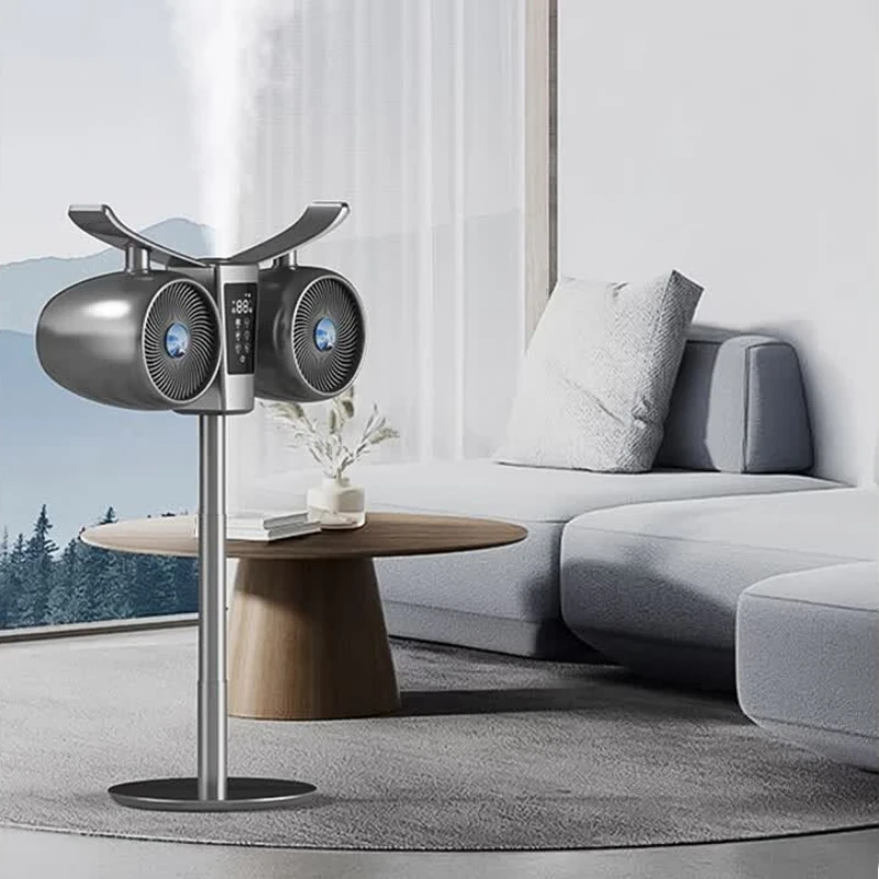 Quiet Dual-Head Air Circulator Fan High Power Energy Saving 3D Oscillating Floor Fan Remote Control Anti-Static for Home Fans