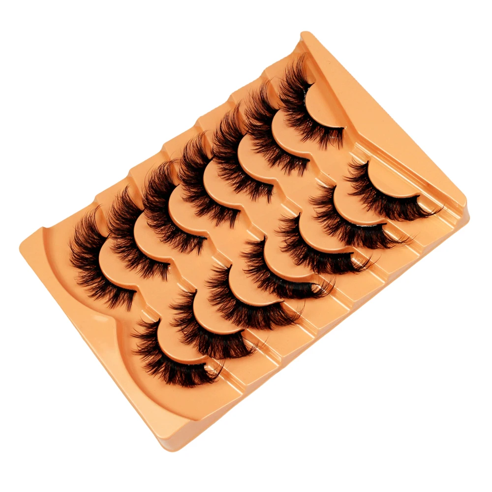 7 Pairs Cat Eye Lashes, Eye End Lengthening, Slender Curling Fluffy False Eyelashes