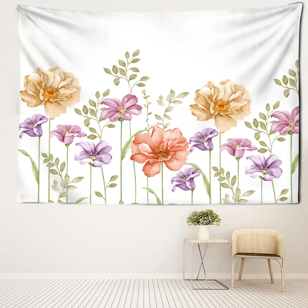 Watercolor Large Flower Tapestry Wall Hanging Modern Minimalist Art Bohemian Dormitory Living Room Home Decor Background Cloth