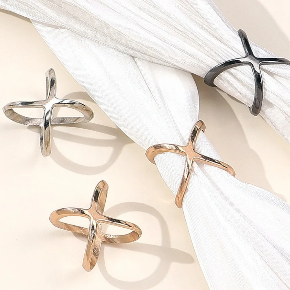 3Pcs X Shape Metal Scarf Holder Hollow Bow Scarf Buckle Shawl Fastener Brooch Women Clothing Decoration