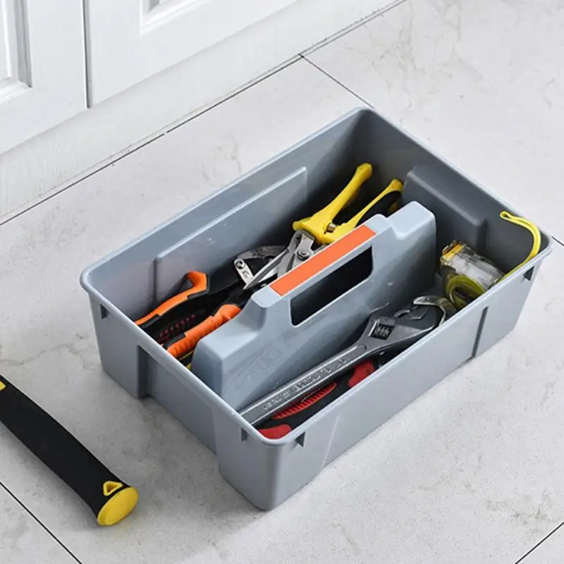 L9BE 2 فواصل صندوق تخزين الأدوات صندوق أدوات الأجهزة البلاستيكية المحمولة مع مقبض المنزل