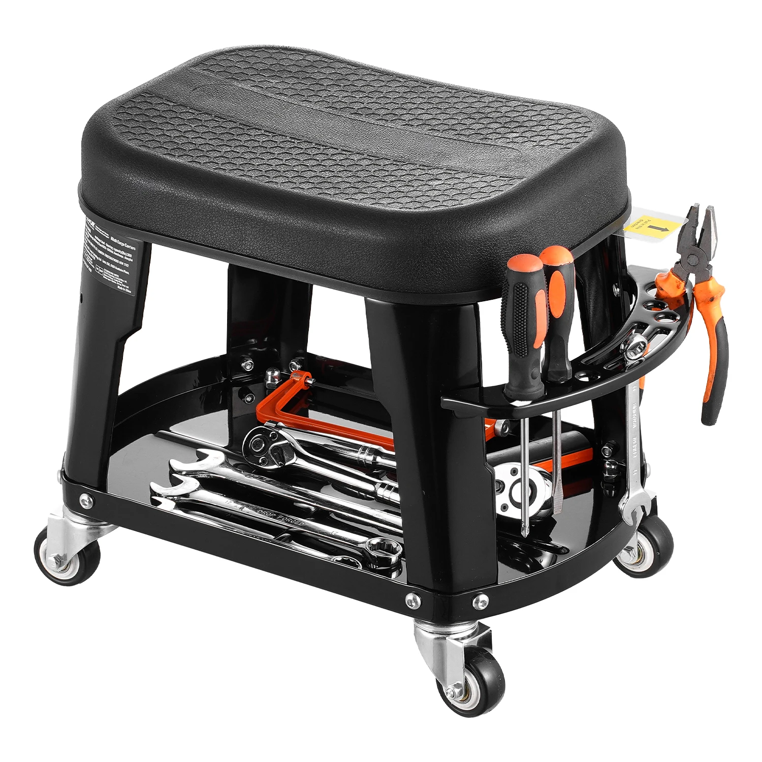 SucceBuy Mechanic Stool 300lbs Garage Seat with Wheels 360° Swivel Rolling Workshop Stool with Tool Tray for Garage Shop Repair
