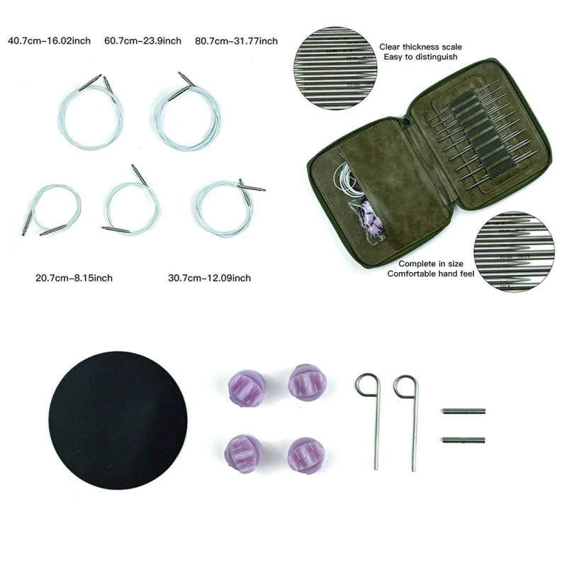 27Pcs Interchangeable Knitting Circular Needles Set 5cm 8cm 11.5cm  2-4mm DIY Yarn Weave Sewing Tools Accessories Knitters Gift