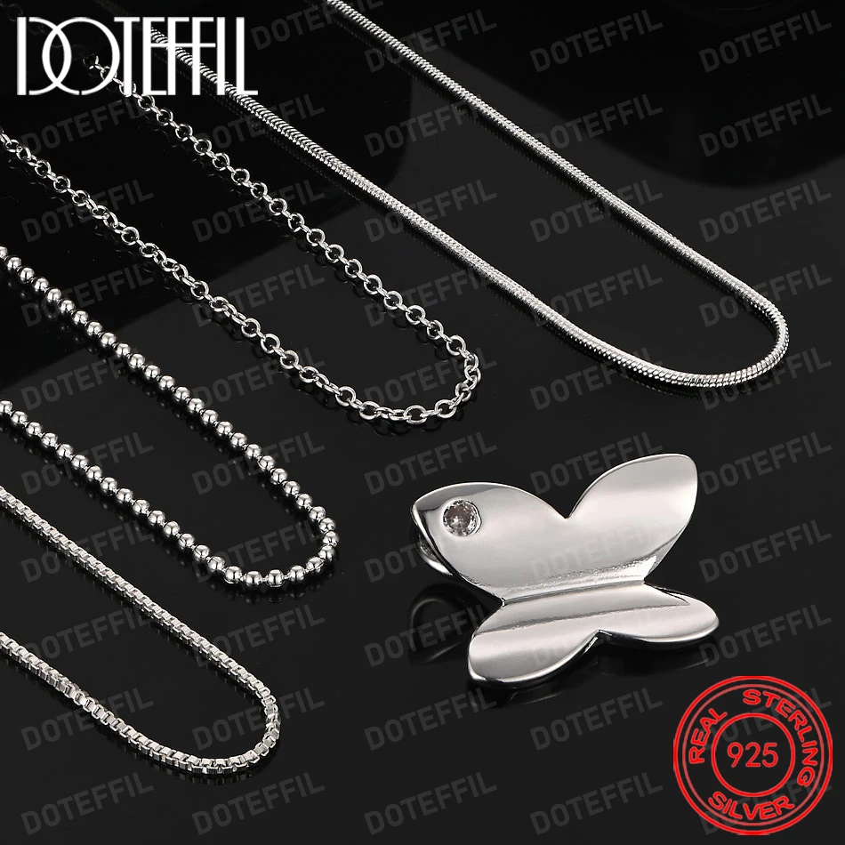 925 Sterling Silver Exquisite Butterfly Pendant Necklace Women Fashion Wedding Engagement Party Jewelry Gift