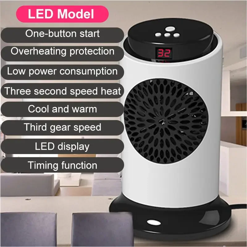 

900W Electric Heaters Portable Personal Space Warmer Mini Fan Heater Home Indoor LCD Control Silent Heaters 220V