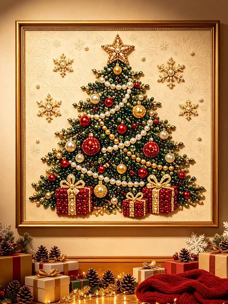 Santa Claus Pearl Diamond Painting Art Kit DIY Hand Painting Christmas Decorative Picture of Festive Atmosphere Gifts