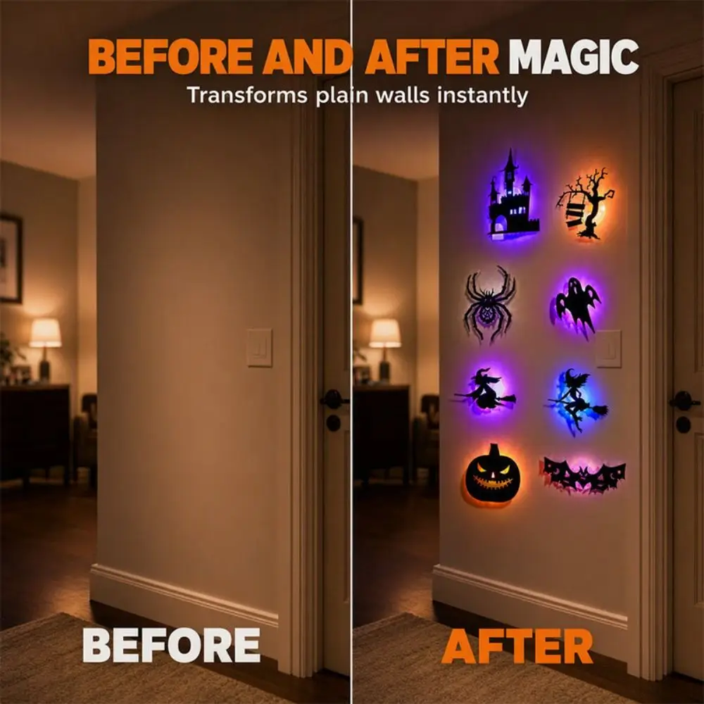 PVC Halloween-Wandaufkleber 3D-Effekt Hohlschnitt 3D-Wanddekorationen Halloween-Thema Festlicher Stil Dekorative Wandaufkleber – Detail 2